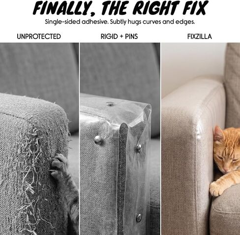 واقي أثاث مضاد للخدش من FixZilla للأريكة، لاصق من جانب واحد، 12.4 بوصة × 160 بوصة، واقي أريكة مرن ناعم من مخالب القطط، لا حاجة إلى دبابيس ملتوية، زوايا العناق، منحنيات، يتضمن ممسحة مطاطية in Kuwait