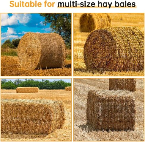 شبكة قش مستديرة كبيرة مقاس 4 × 4 أقدام للخيول شبكة قش شديدة التحمل للتغذية البطيئة تصميم أسود بدون عقد للحصان والماشية والماعز (4 × 4 أقدام) in Kuwait