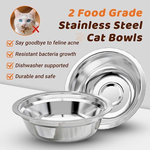 Upgraded Raised Cat Bowls,Elevated Bowls for Indoor Cats with Height Stand,Non-Slip Stainless Steel Cats Bowl,10° Tilted Cat Food Bowls (Grey Collapse, 1Pack) in Kuwait