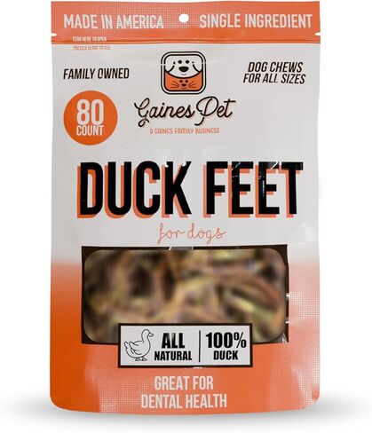 Gaines Pet Duck Feet for Dogs – 20 Count, Natural Chews with Glucosamine, Chondroitin & Collagen – Single Ingredient Dog Treats, Grain-Free, USA Made, Joint & Dental Health Support in Kuwait