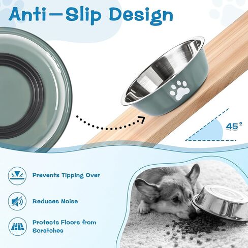 4 Pack Stainless Steel Dog Bowls, 4 Color Metal Dog Bowls with Non-Slip Quiet Bottom, Easy to Clean Dog Food and Water Bowl for Medium Small Breed Dogs and Cats(3.6 Cups/29 OZ) in Kuwait
