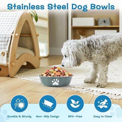 4 Pack Stainless Steel Dog Bowls, 4 Color Metal Dog Bowls with Non-Slip Quiet Bottom, Easy to Clean Dog Food and Water Bowl for Medium Small Breed Dogs and Cats(3.6 Cups/29 OZ) in Kuwait
