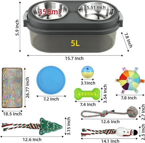 2 in 1 Elevated Dog Bowls with Pet Toys Storage Container, Basic Dog Bowls with Pet Food Storage Box in Kuwait