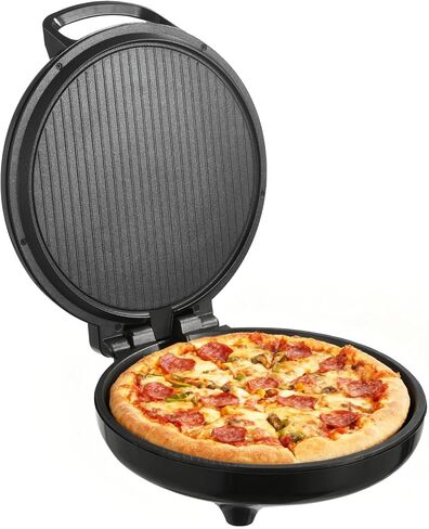 VEVOR Pizza Oven, 12 in Electric Pizza Maker, 1200W Electric Pizzas Cooker with Non-Stick Coating, 180° Open for Dual Side Baking, Heats up to 410 ˚F, Multi-Function Cooking, for Pizzas, Barbecue in Saudi Arabia