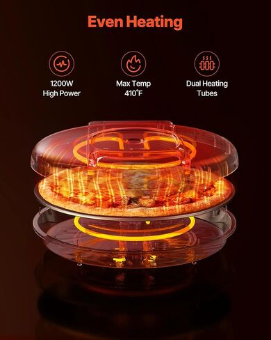 VEVOR Pizza Oven, 12 in Electric Pizza Maker, 1200W Electric Pizzas Cooker with Non-Stick Coating, 180° Open for Dual Side Baking, Heats up to 410 ˚F, Multi-Function Cooking, for Pizzas, Barbecue in Saudi Arabia
