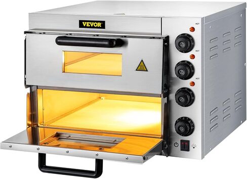 VEVOR Pizza Oven, 12 in Electric Pizza Maker, 1200W Electric Pizzas Cooker with Non-Stick Coating, 180° Open for Dual Side Baking, Heats up to 410 ˚F, Multi-Function Cooking, for Pizzas, Barbecue in Saudi Arabia