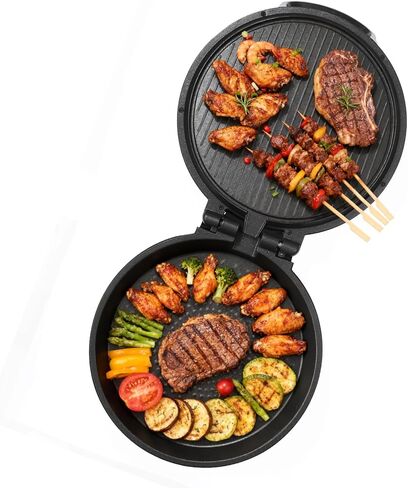 VEVOR Pizza Oven, 12 in Electric Pizza Maker, 1200W Electric Pizzas Cooker with Non-Stick Coating, 180° Open for Dual Side Baking, Heats up to 410 ˚F, Multi-Function Cooking, for Pizzas, Barbecue in Saudi Arabia