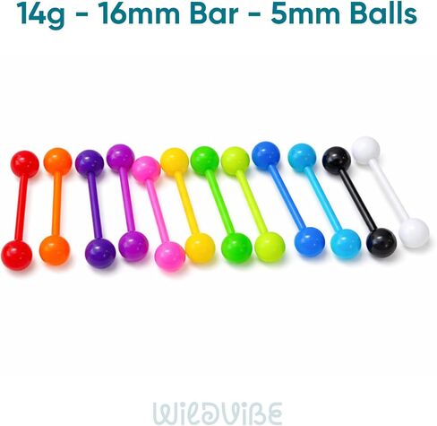Glow In The Dark Tongue Rings For Women - Neon Plastic Glow In The Dark Tongue Rings Piercings Set - Hypoallergenic Safe Plastic Ring 14g Flexible Bioflex Piercing Jewelry in Saudi Arabia