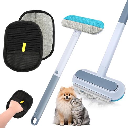 2pack Pet Hair Remover, Dog Hair Remover Glove with Cat Hair Remover Brush for Couch, Reusable Washable Lint Cleaner Brush Hairs Removal Tool for Furniture Clothing Bedsheets Carpets in Kuwait