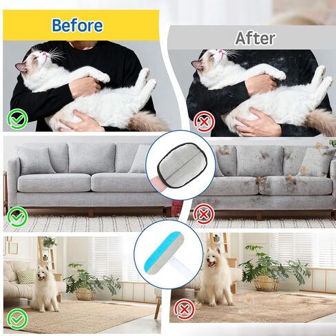 2pack Pet Hair Remover, Dog Hair Remover Glove with Cat Hair Remover Brush for Couch, Reusable Washable Lint Cleaner Brush Hairs Removal Tool for Furniture Clothing Bedsheets Carpets in Kuwait