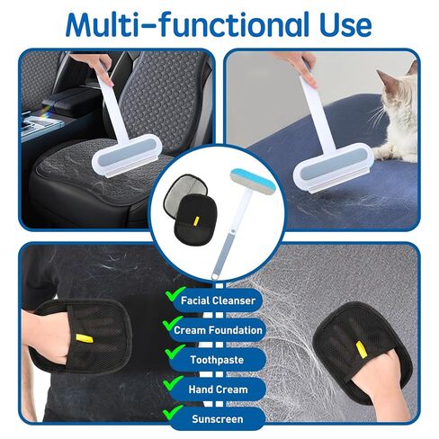 2pack Pet Hair Remover, Dog Hair Remover Glove with Cat Hair Remover Brush for Couch, Reusable Washable Lint Cleaner Brush Hairs Removal Tool for Furniture Clothing Bedsheets Carpets in Kuwait