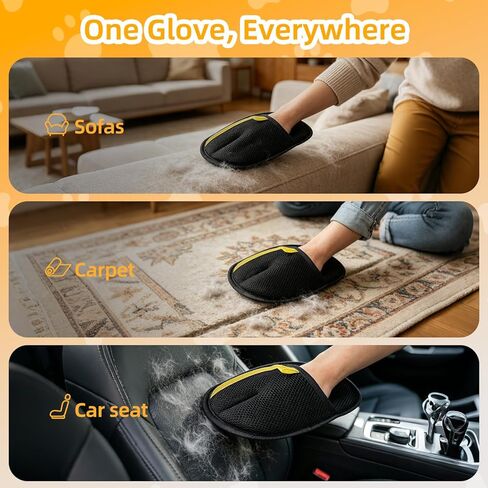 Large Pet Hair Removal Glove 2 Pack – Electrostatic Reusable Pet Hair Remover Glove for Dogs & Cats, Pet Hair Remover Tool Soft for Bed, Sofa, Carpet, Car Seat (Black) in Kuwait