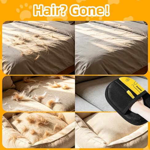 Large Pet Hair Removal Glove 2 Pack – Electrostatic Reusable Pet Hair Remover Glove for Dogs & Cats, Pet Hair Remover Tool Soft for Bed, Sofa, Carpet, Car Seat (Black) in Kuwait