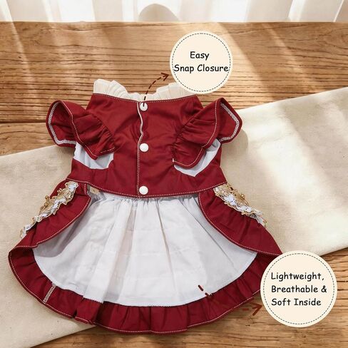 Dog Dress for Small Dogs, Vintage Dog Princess Dress with Layered Ruffle Skirt, Photo Party Outfit for Birthday, Wedding, Party, Photoshoot（M in Kuwait