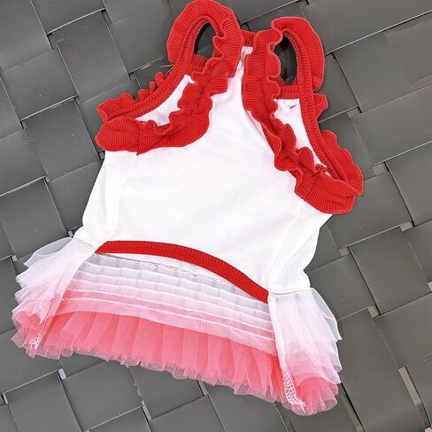 Strawberry Print Dog Skirt, Cherry 3D Decorative Ruffle Pet Clothing, Suitable for All Dogs and Cats, Cute Puppy Princess Dress (Small) in Saudi Arabia