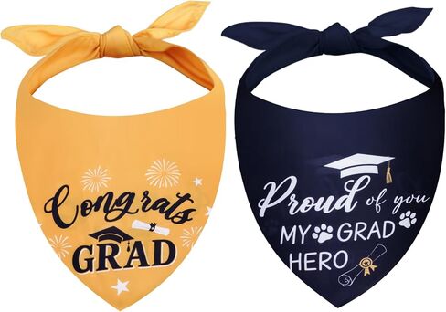 cnomg Dog Graduation Bandana 2026, 2 Pack Reversible Soft Pet Graduation Scarf for Large Dogs, Durable Graduation Cap Dog Scarf with Mortarboard, Grad Gifts for Pets in Kuwait