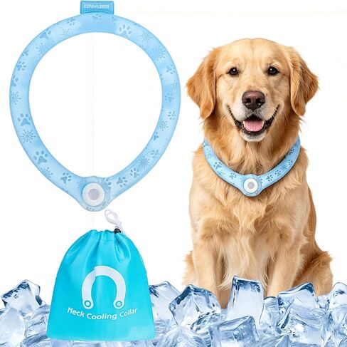 EXPAWLORER Dog Cooling Bandana - PCM Physical Instant Cooling Dog Scarf, Chill Out Pet Cool Bandanas Summer Ice Neck Cooler Kerchief Vest for Small Medium Large Dogs, Blue L in Kuwait