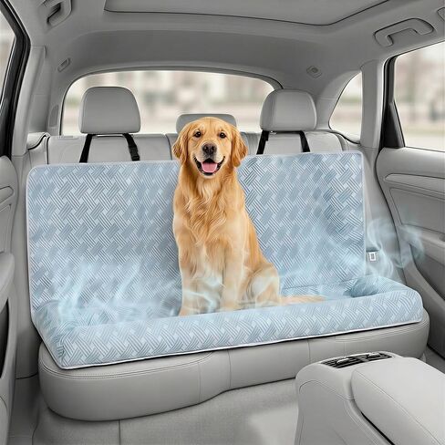 Premium Cooling Dog Car Bed for Medium & Large Dogs, Breathable Back Seat Travel Dog Car Seat, Cool-to-Touch Washable Pet Travel Bed with Supportive Bolster in Kuwait