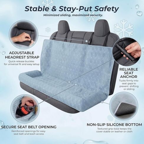 Premium Cooling Dog Car Bed for Medium & Large Dogs, Breathable Back Seat Travel Dog Car Seat, Cool-to-Touch Washable Pet Travel Bed with Supportive Bolster in Saudi Arabia