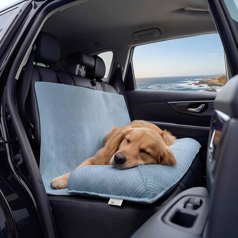 Premium Cooling Dog Car Bed for Medium & Large Dogs, Breathable Back Seat Travel Dog Car Seat, Cool-to-Touch Washable Pet Travel Bed with Supportive Bolster in Saudi Arabia