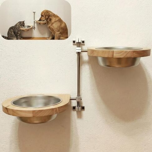 Elevated Cat Bowls,Raised Dog Food Bowls,Adjustable Wall Mounted Pet Feeder for Dogs & Cats, Tilted Angle Design for Neck & Spine Relief, Space Saving Easy Clean Feeding Station in Kuwait