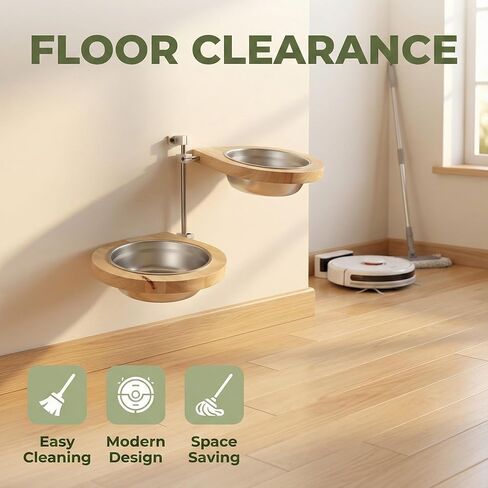 Elevated Cat Bowls,Raised Dog Food Bowls,Adjustable Wall Mounted Pet Feeder for Dogs & Cats, Tilted Angle Design for Neck & Spine Relief, Space Saving Easy Clean Feeding Station in Kuwait