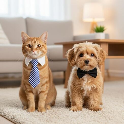3 Pcs Dog Cat Bow Tie, Formal Cats Puppy Grooming Ties Dog Collar, Pet Tuxedo Collar with Adjustable Collars, Pet Costume Cat Wedding Bowtie for Cats Small Puppy Party Accessories in Kuwait