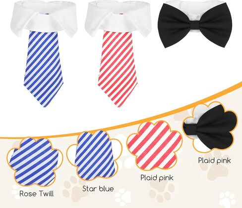 3 Pcs Dog Cat Bow Tie, Formal Cats Puppy Grooming Ties Dog Collar, Pet Tuxedo Collar with Adjustable Collars, Pet Costume Cat Wedding Bowtie for Cats Small Puppy Party Accessories in Kuwait