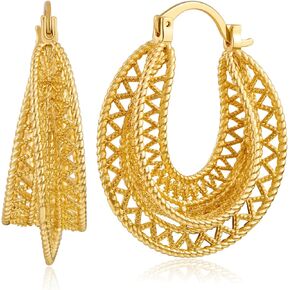 INNERDIVA الذهب الجوف التدريجي مكتنزة هوب أقراط خمر تخريمية هوب أقراط واسعة هوب أقراط للنساء مجوهرات هدايا in Kuwait