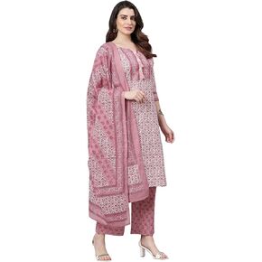 Pink Printed Kurta Set With Dupatta