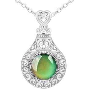 Jude Jewelers Round Shape Color Changing Mood Indicator Statement Party Pendant Necklace