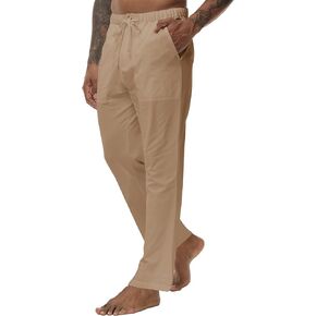 YuKaiChen Men's Cotton Linen Pants Loose Elastic Waist Drawstring Casual Pants Lightweight Beach Lounge Yoga Pants