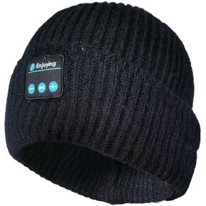 Bluetooth Beanie Headphones Wireless Knit Skull Cap with Speaker, Winter Music Headphones Beanie for Men Women Black