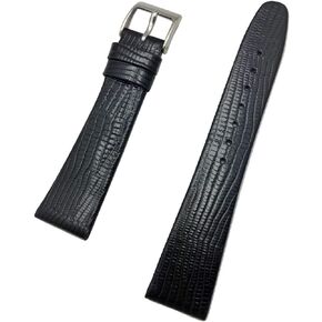 20mm Black Genuine Leather Watchband | Tail Lizard Grain, Flat Replacement Wrist Watchstrap that brings New Life to Any Watch (Mens Standard Length)