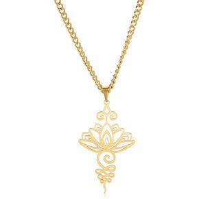 Rrdaily Artistic Lotus Necklace for Women Teen Girls Yoga Healing Charm Pendant Necklace Stainless Steel Hollow Lotus Necklace Mother's Day Valentine's Day Jewelry