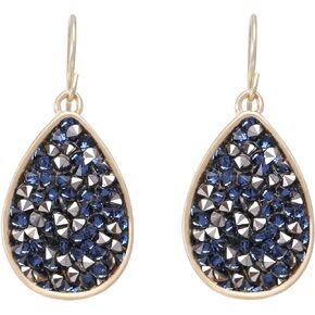 Bonaluna Sparkling & Glitter White Crystal Rhinestone on Circle Metal Dangle Earrings for Women