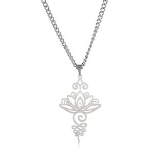 Rrdaily Artistic Lotus Necklace for Women Teen Girls Yoga Healing Charm Pendant Necklace Stainless Steel Hollow Lotus Necklace Mother's Day Valentine's Day Jewelry in Kuwait