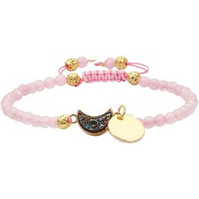 TUMBEELLUWA Beads Bracelets Faceted Stone 4mm Healing Crystal Bracelet Half Moon Shape Druzy Adjustable Handmade Jewelry for Women