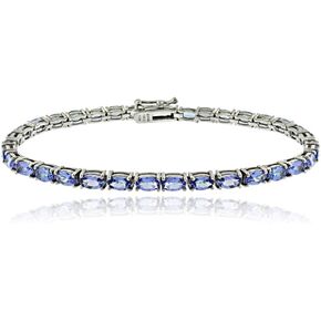 Ice Gems Sterling Silver Tanzanite 5x3mm Oval Tennis Bracelet, 2 Metal Options