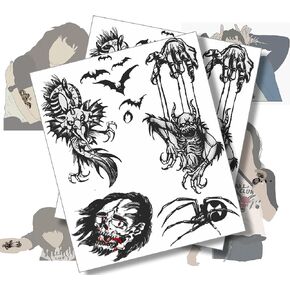 Eddie Munson Inspired Temporary Tattoo Pack - Professional Quality - ST4 Costume / Cosplay Black in Saudi Arabia