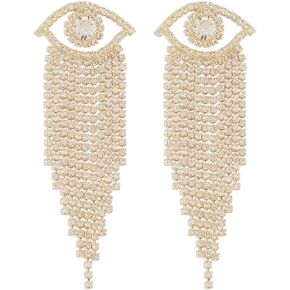 YOOSMATIC Tassels Dangle Earrings Rhinestone Earrings Crystal Chandelier Earrings for Women Sparkling Tassels Dangle Ladies Rhinestone Jewelry