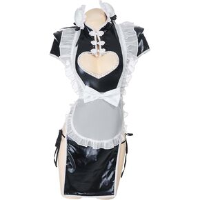 MEOWCOS Women's Sexy Lingerie Set Maid Dress with Apron Thong Stockings