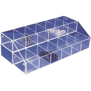 cBox CuteBox Company Clear Acrylic 2 Tier 12 Bin Organizer (16" x 8" x 4.5") for Retail, Merchandise, Display, Jewelry, Repair Parts, Beads, Trinkets, Tchotchkes, Storage, Organization