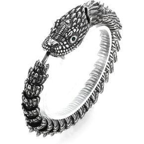 Stainless Steel Gothic Snake/Dragon/Eagle Linked Chain Bracelet,Vintage Biker Gothic Scale Bracelet for Men and Women