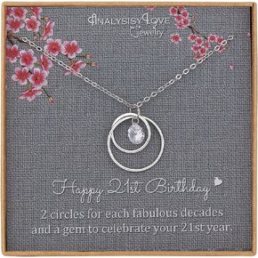 AnalysisyLove 21st Birthday Gifts for Her, Sterling Silver Infinity 2 Circle Necklace for Daughter, Gifts for 21 Year Old Women, Birthday Party Friendship Gift Ideas for Her in Kuwait