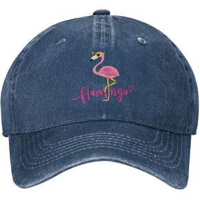 VunKo Funny Flamingo Cute Distressed Adjustable Washed Denim Mens Dad Trucker Hat Baseball Ball Cap for Men in Kuwait