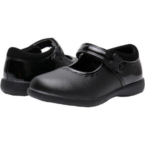 Wowhah Girls Mary Jane Flat Shoes, Kids Girls Black School Uniform Shoes(Toddler/Little Kid/Big Kid)