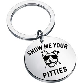 TIIMG Pitbull Funny Gift Pitbull Lover Gifts Pitbull Keychains Show Me Your Pitties Dog Keychains for Women