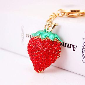 Grtdrm Cute Fruit Shape Crystal Rhinestone Sparkling Keychain Bag Pendant Handbag Charm for Women Girls