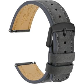 WOCCI 18mm Retro Leather Watch Band for Men and Women, Quick Release Replacement Strap with Black Buckle (Army Green)